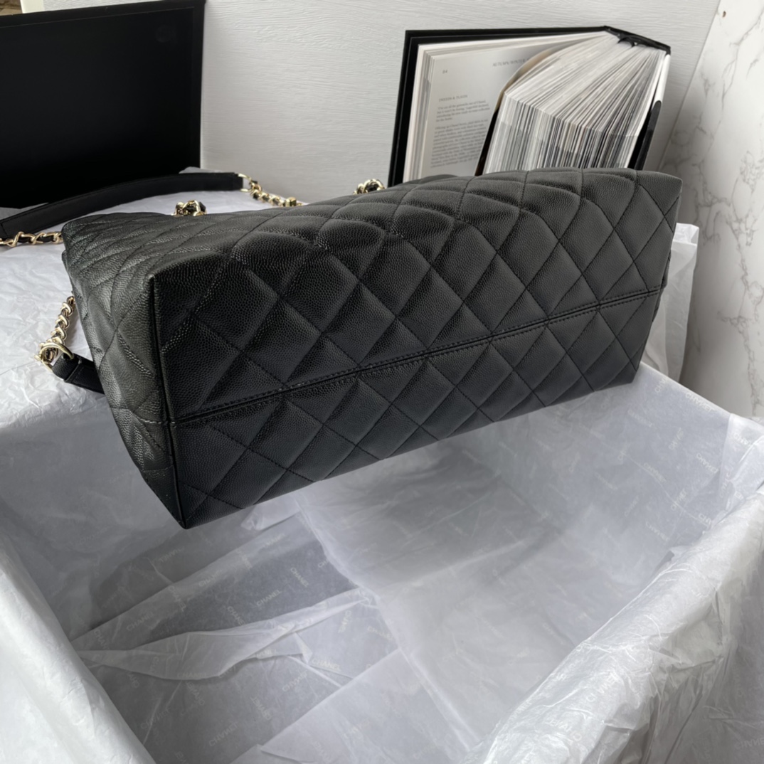 Bagsaaa Ch**el Black Quilted Caviar Tote - 31*23*14cm