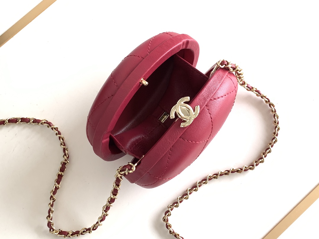 Bagsaaa Ch**el Clutch With Chain AP3252 Dark Purple - 8.5x12x6cm