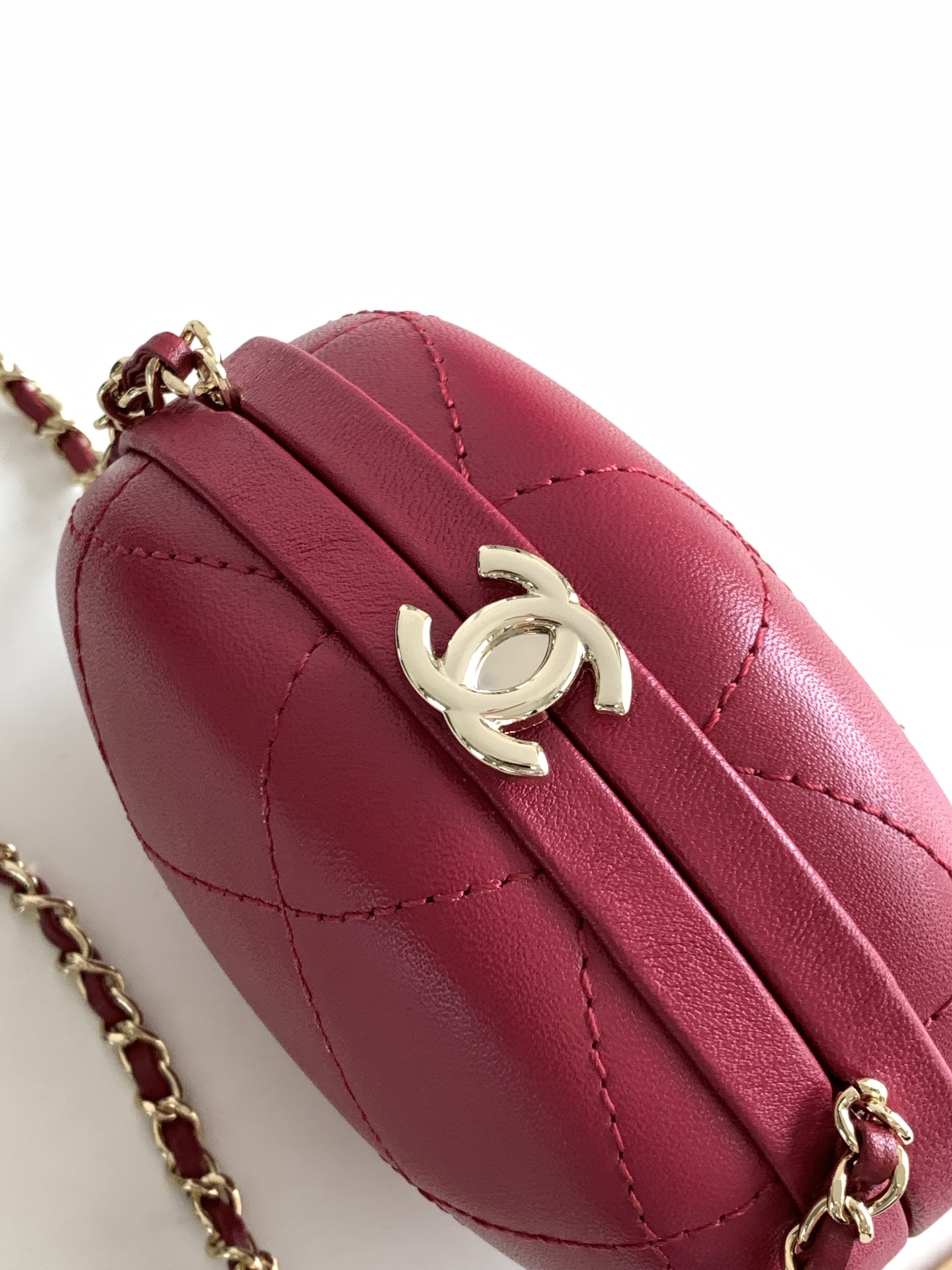 Bagsaaa Ch**el Clutch With Chain AP3252 Dark Purple - 8.5x12x6cm