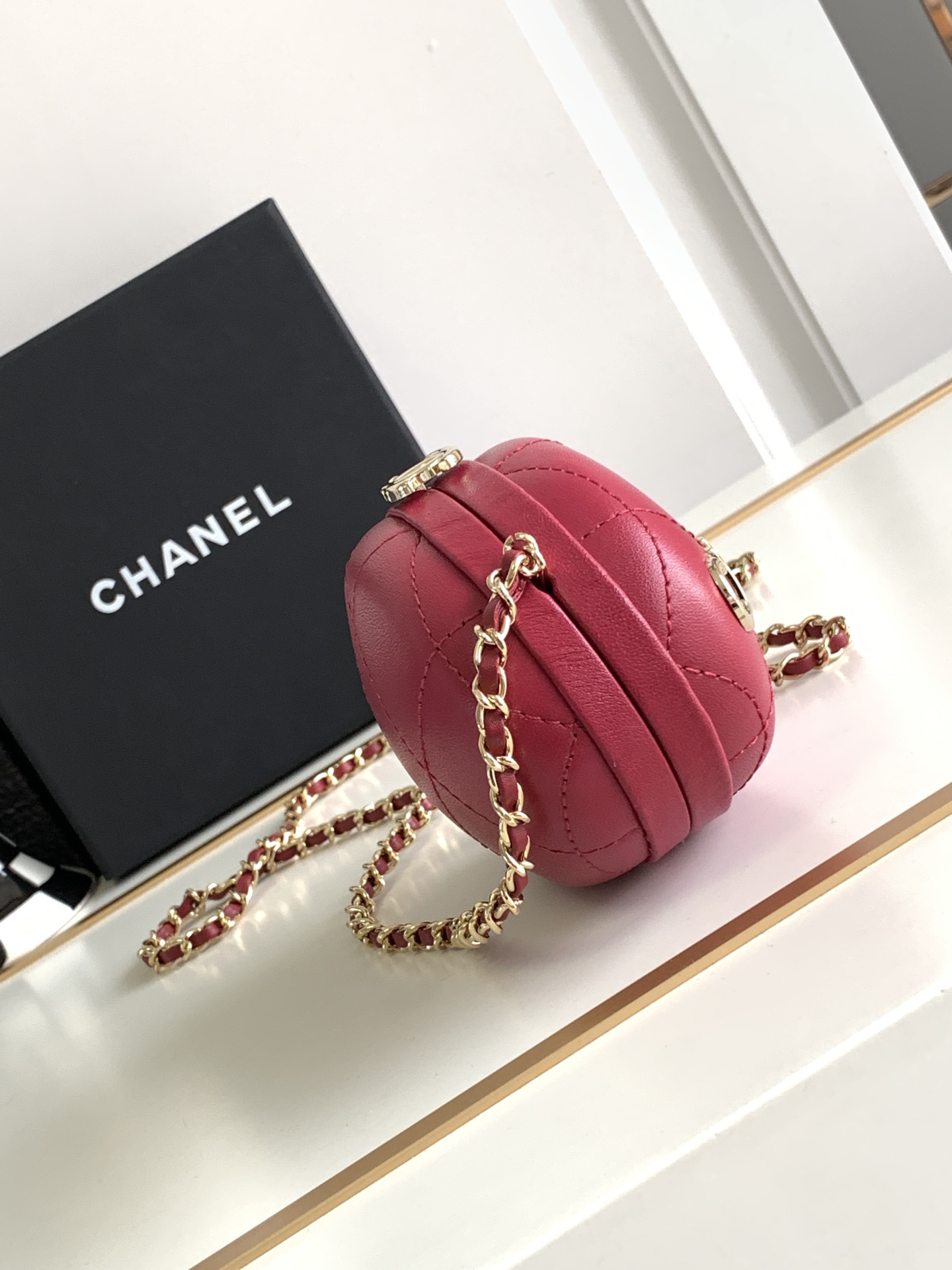 Bagsaaa Ch**el Clutch With Chain AP3252 Dark Purple - 8.5x12x6cm