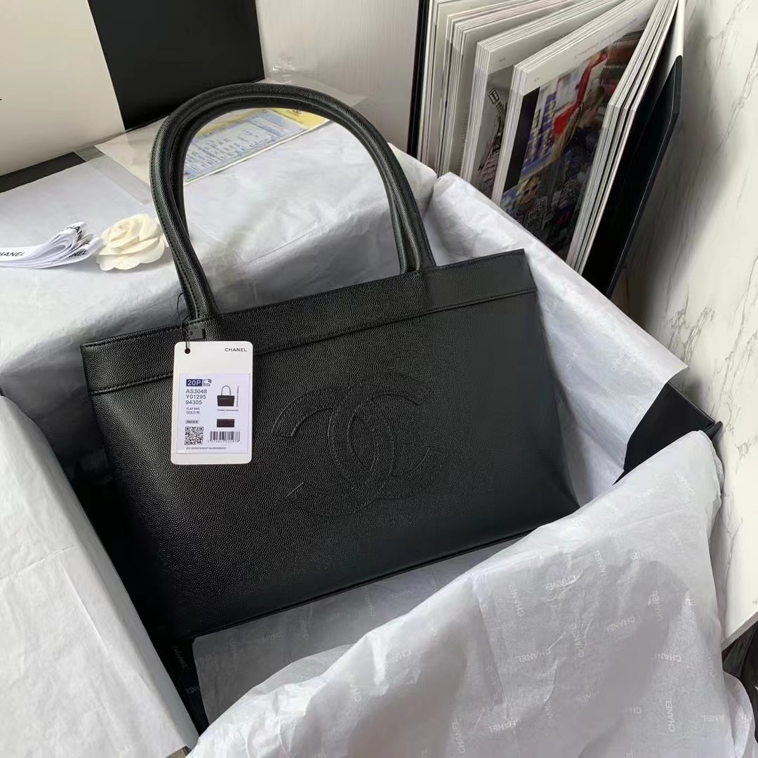 Bagsaaa Ch**el Vintage CC Open Black Tote - 30*21*8cm