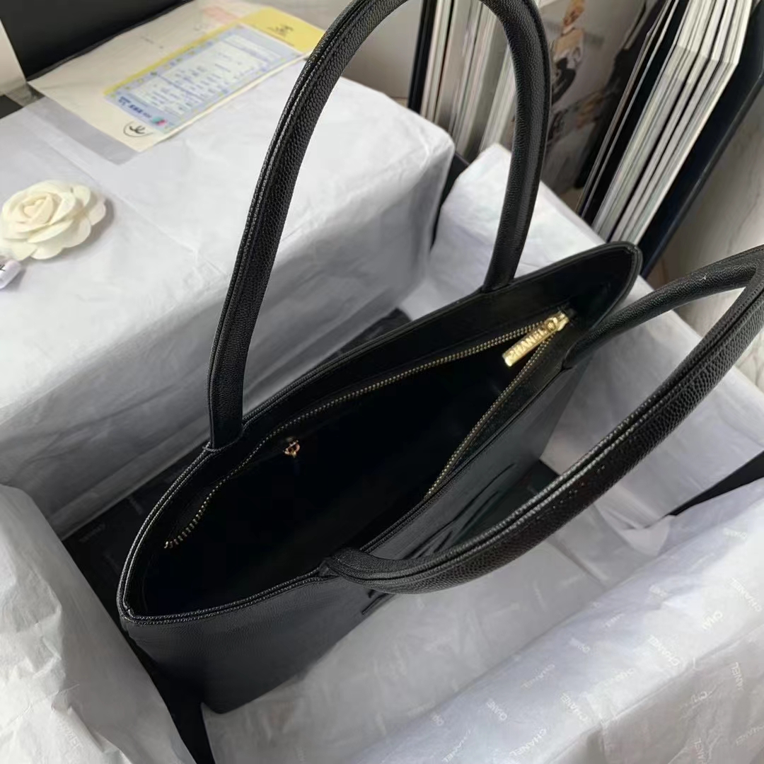 Bagsaaa Ch**el Vintage CC Open Black Tote - 30*21*8cm