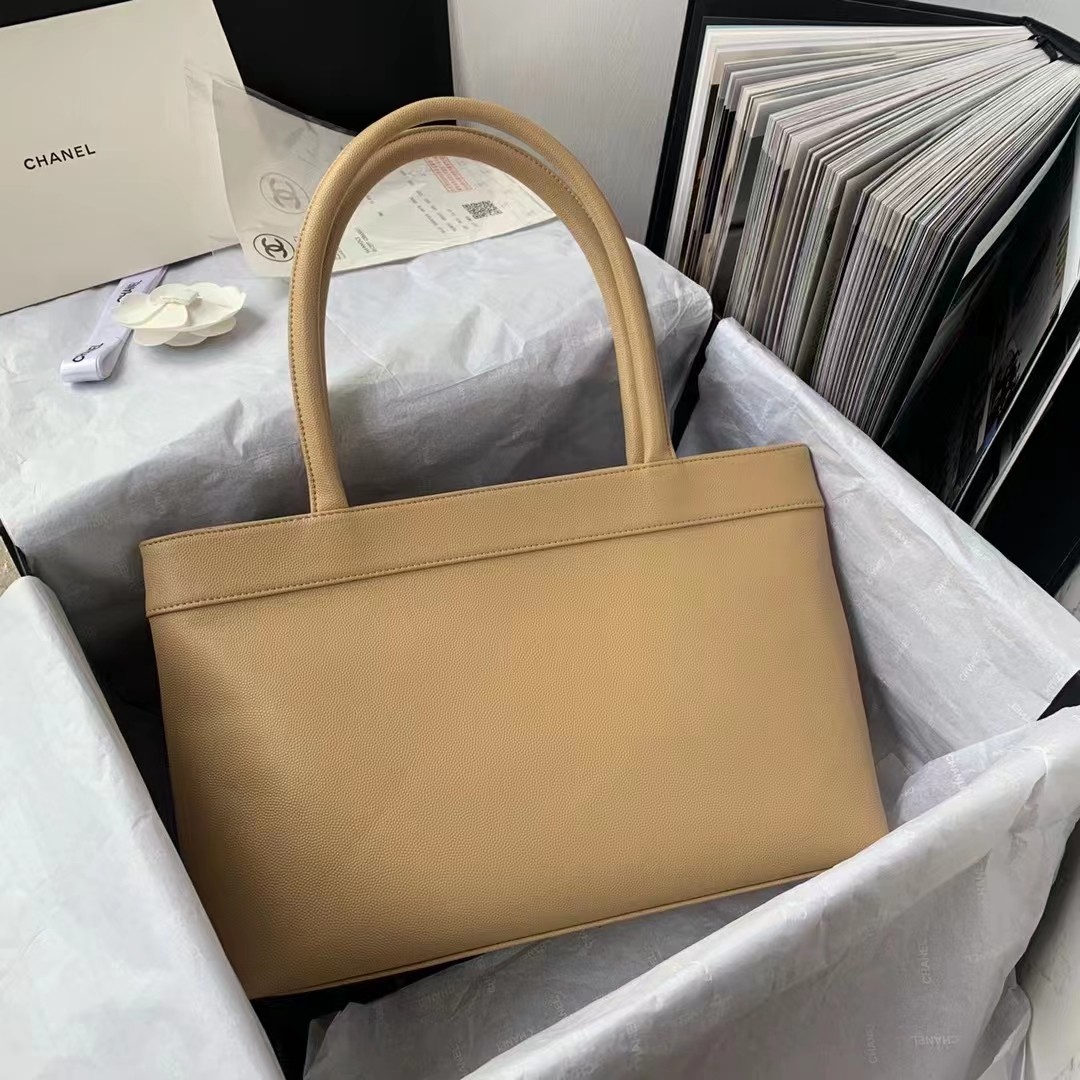 Bagsaaa Ch**el Vintage CC Open Beige Tote - 30*21*8cm