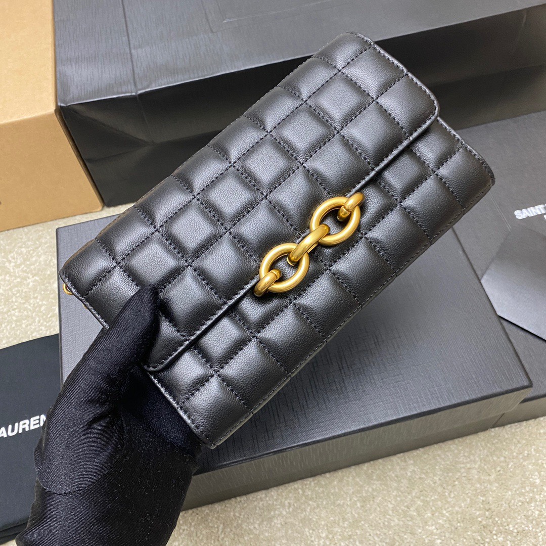 Bagsaaa Y51 Le Mailon Chain Wallet In Quilted Black Lambskin - 19 X 11 X 4 CM