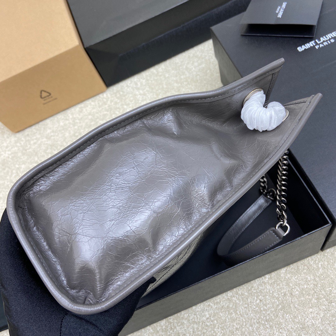 Bagsaaa Y51 Niki Shopping In Vintage Dark Grey Leather - 33 X 27 X 11,5 CM