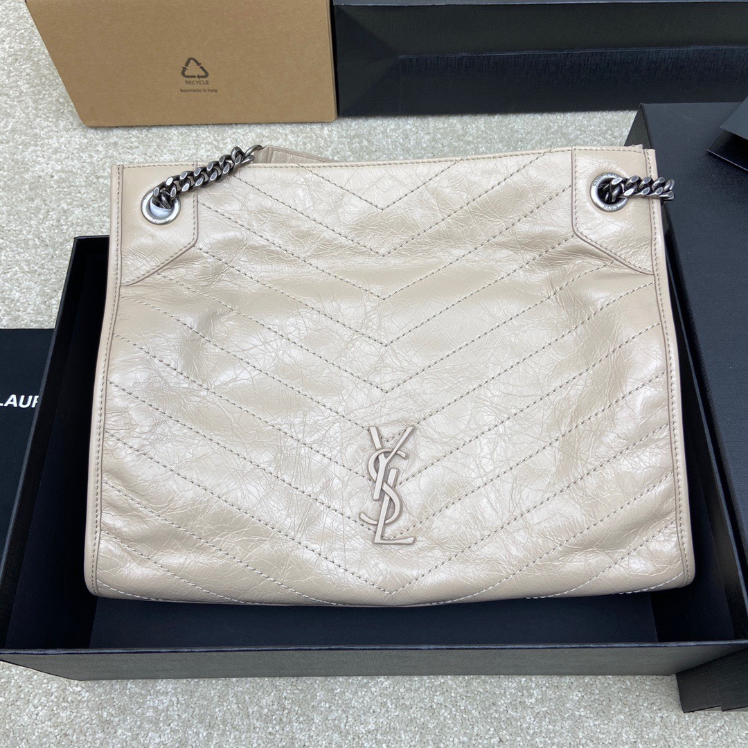 Bagsaaa Y51 Niki Shopping In Vintage Ivory Leather - 33 X 27 X 11,5 CM