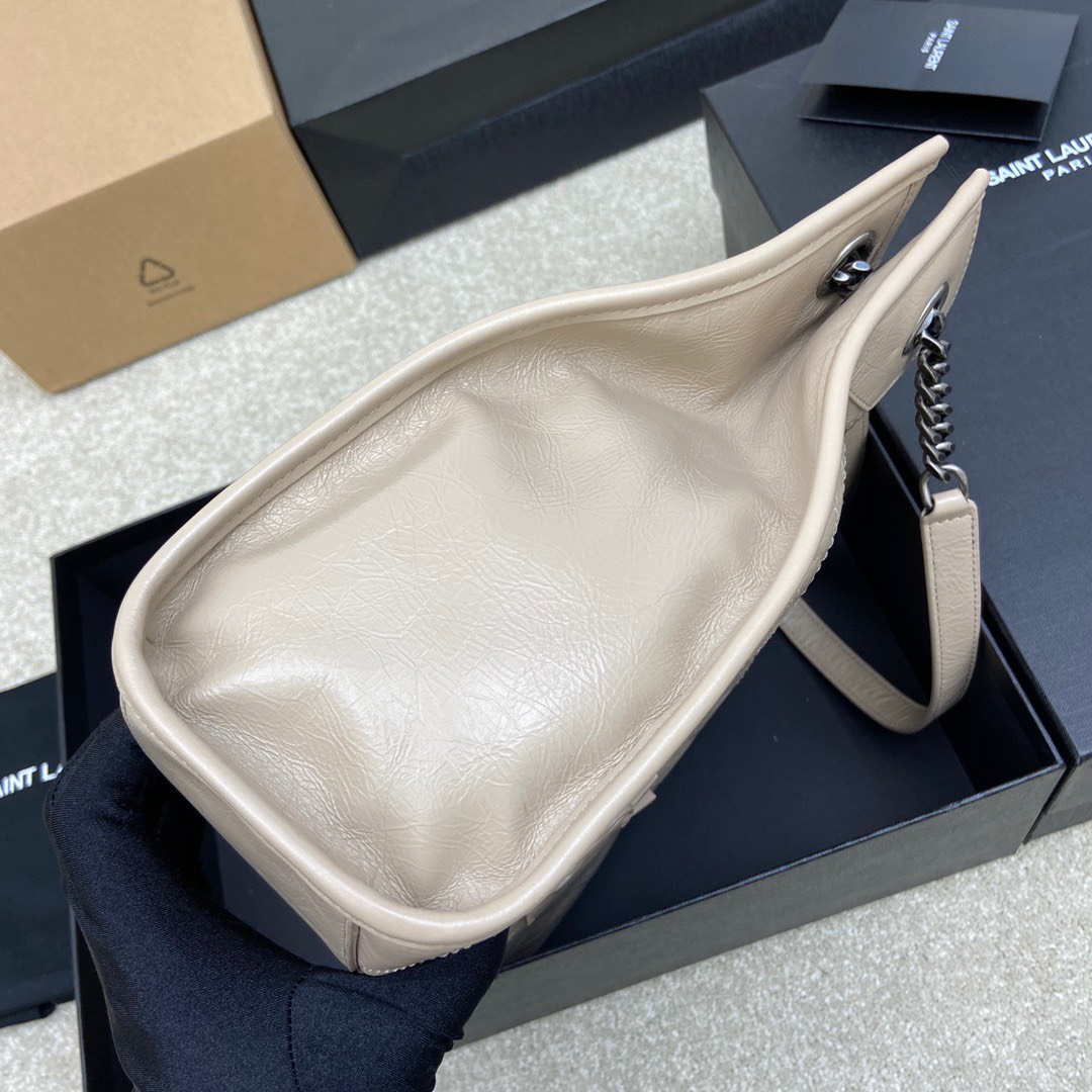 Bagsaaa Y51 Niki Shopping In Vintage Ivory Leather - 33 X 27 X 11,5 CM