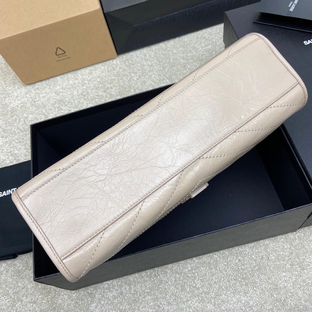 Bagsaaa Y51 Niki Shopping In Vintage Ivory Leather - 33 X 27 X 11,5 CM