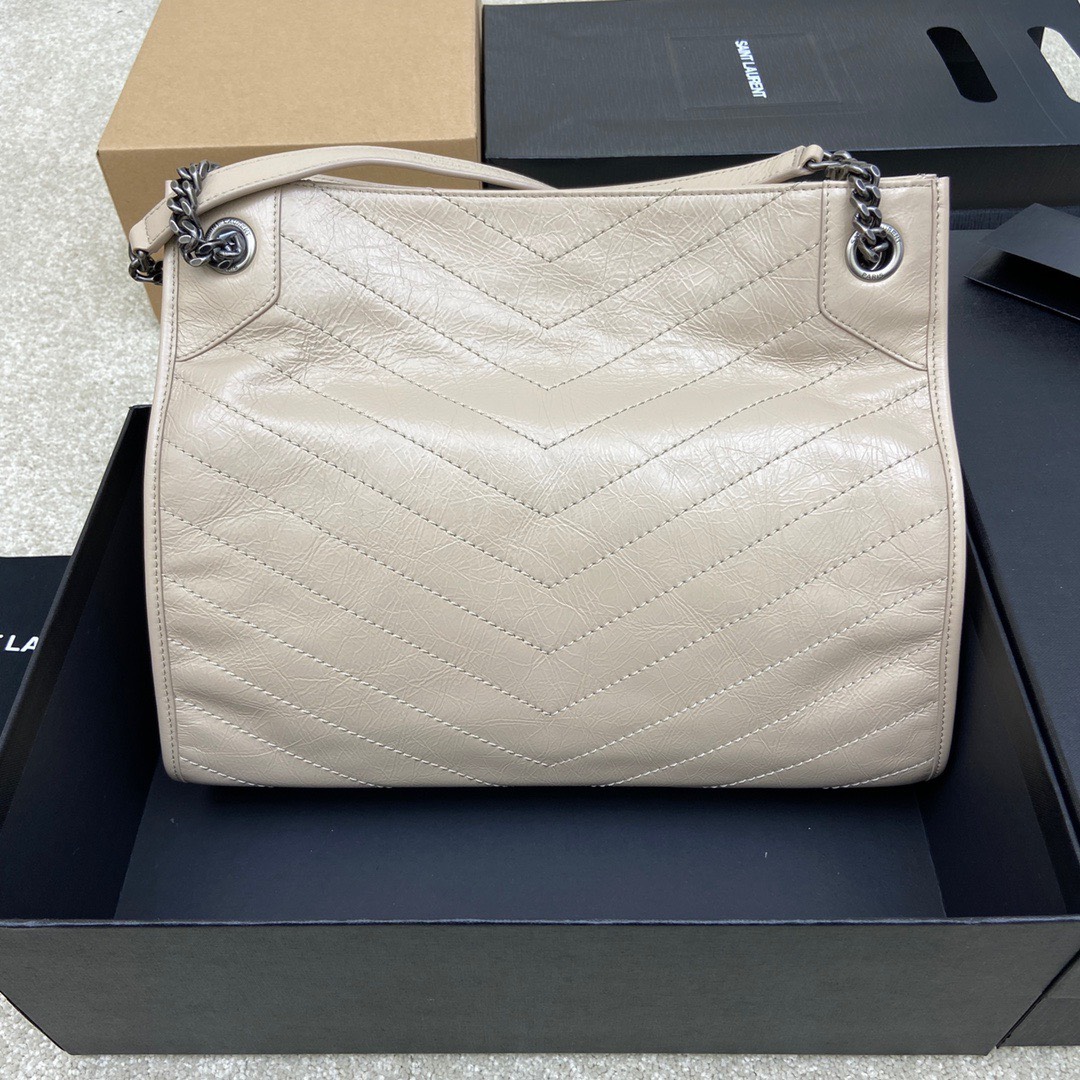 Bagsaaa Y51 Niki Shopping In Vintage Ivory Leather - 33 X 27 X 11,5 CM