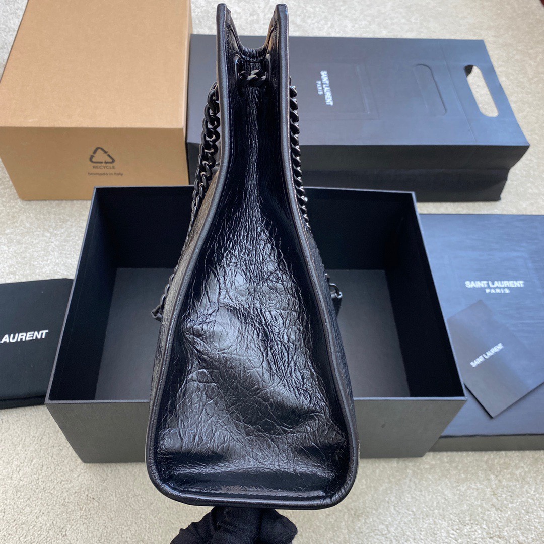 Bagsaaa Y51 Niki Shopping In Vintage Black Crocodile Embossed Leather - 33 X 27 X 11,5 CM