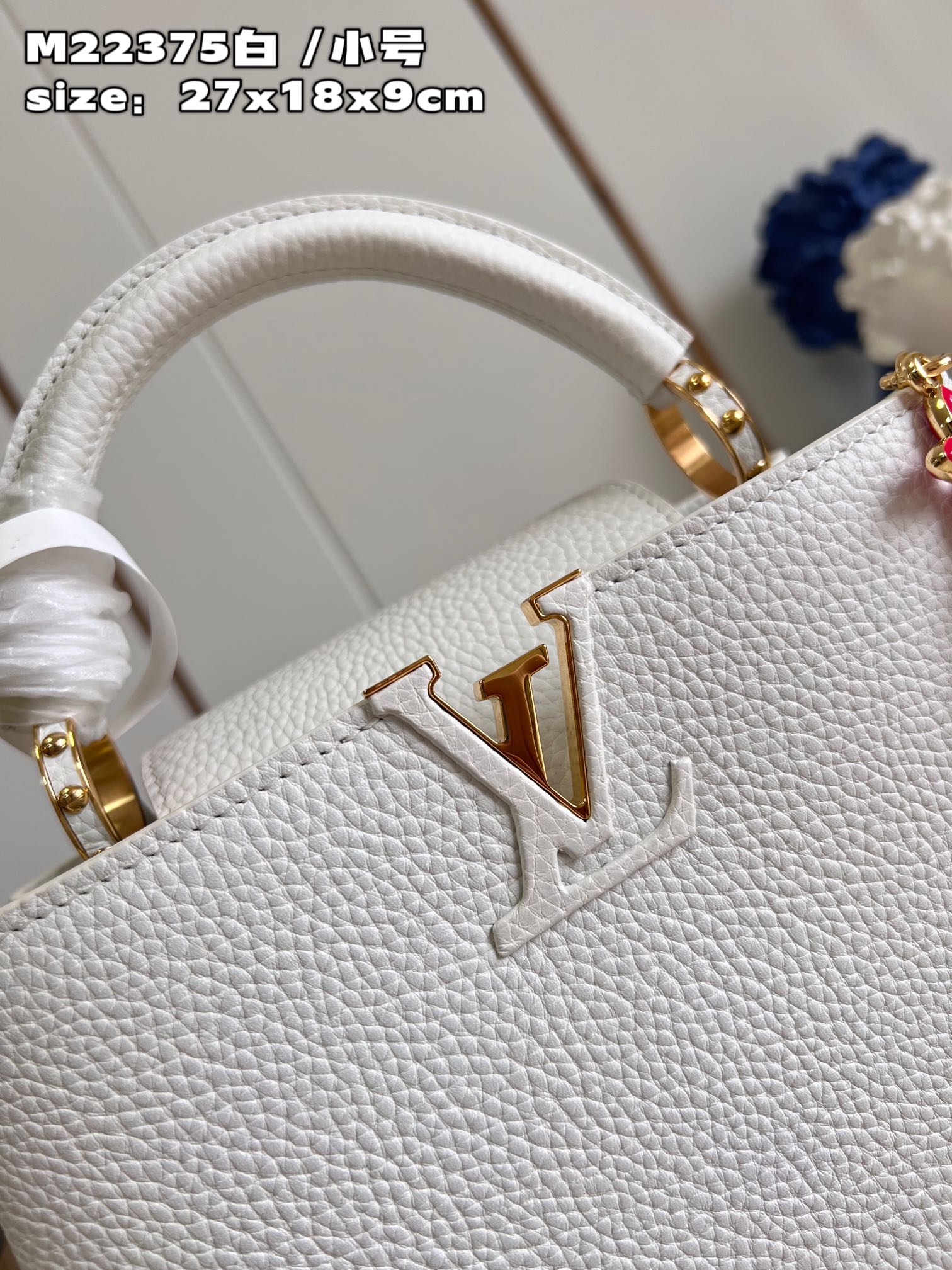 Bagsaaa L0vis Vvtt0n Capucines MM White Flower Strap - 31.5 x 20 x 11 cm