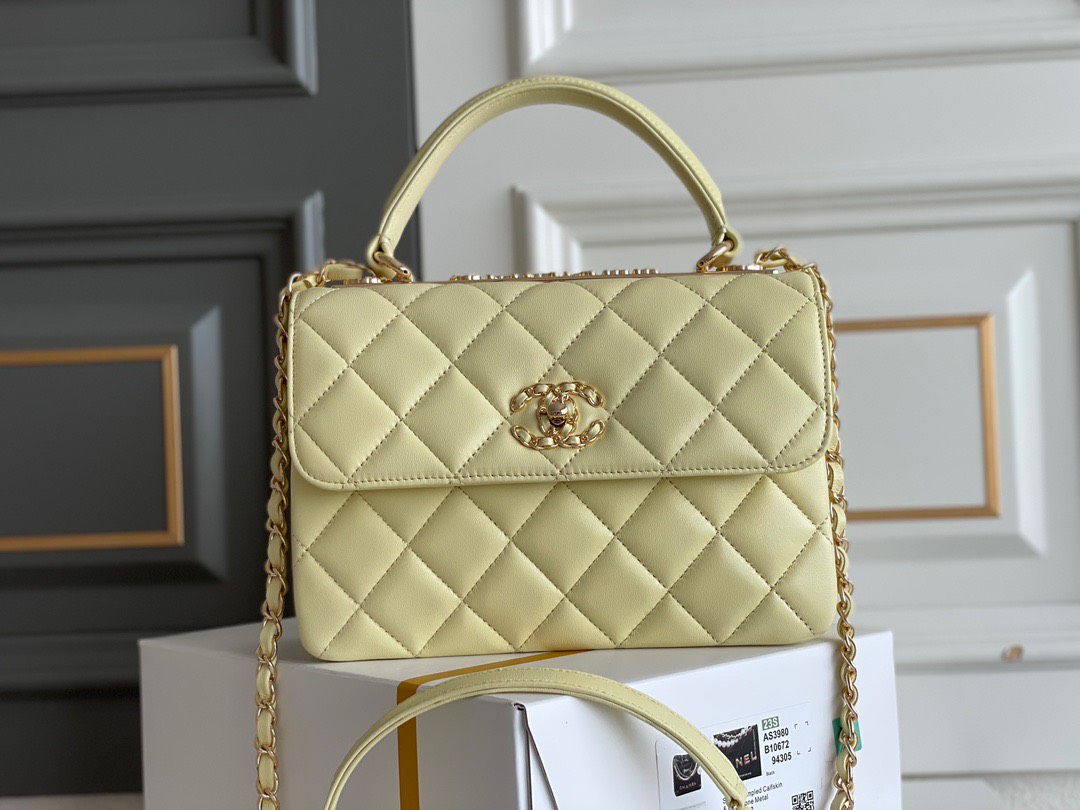 Bagsaaa Ch**el Trendy CCYellow Bag - 25cm