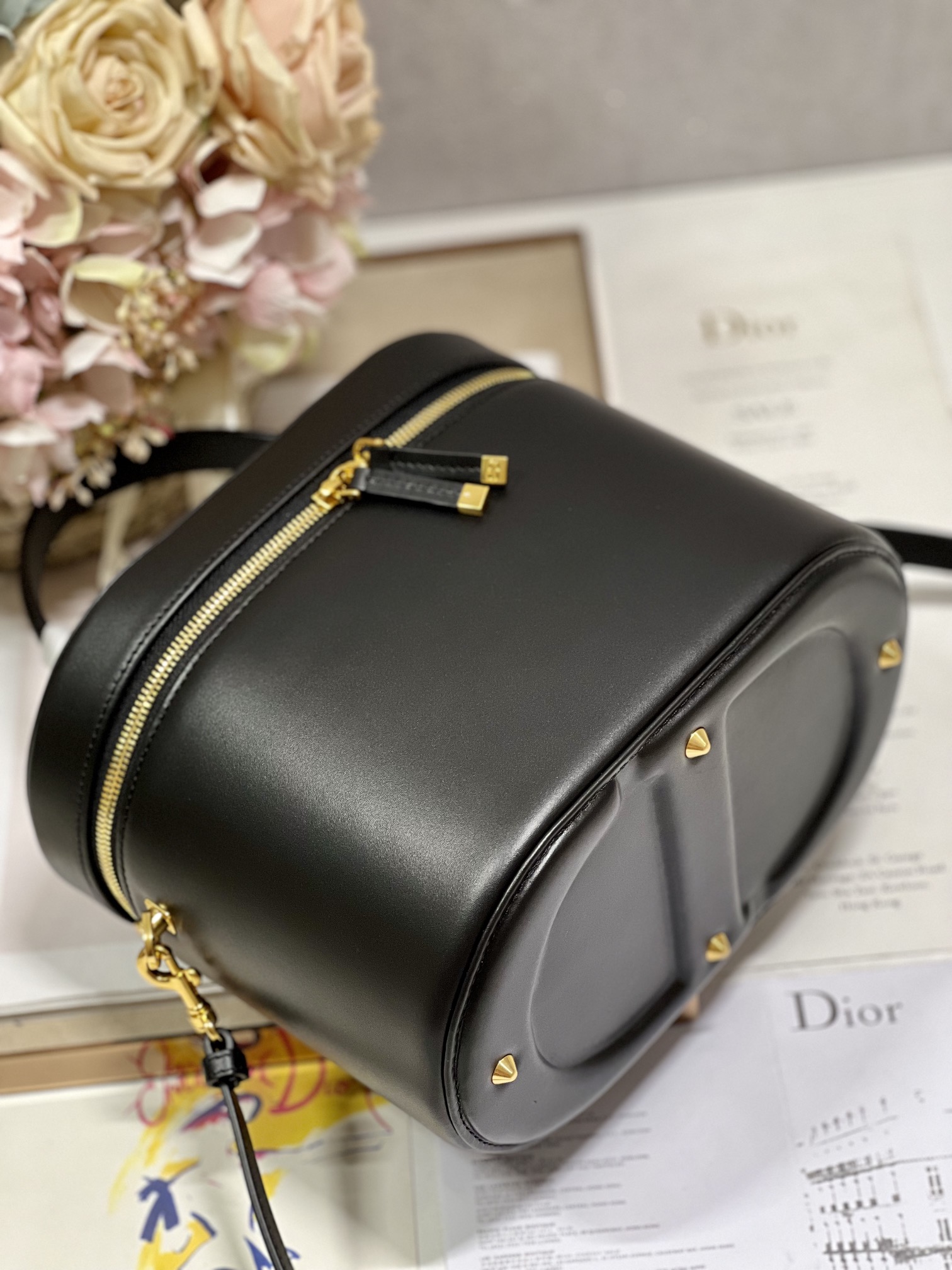 Bagsaaa D10r CD Signature Vanity Case Black Leather - 24*14*18cm