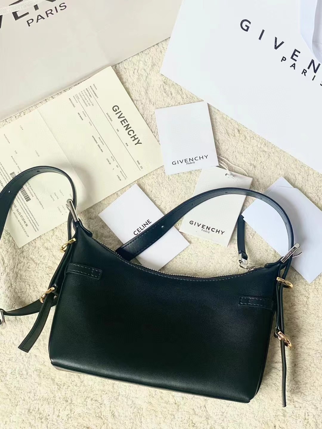 Bagsaaa Givenchy Black Voyou Shoulder Bag - 24*18*3.5cm