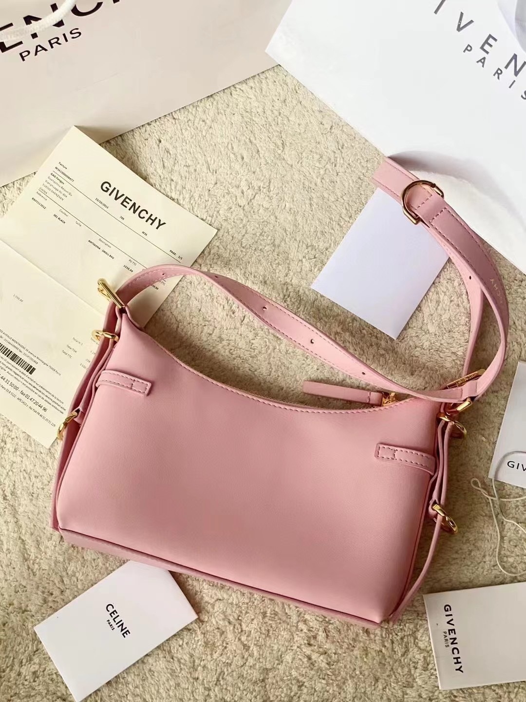 Bagsaaa Givenchy Pink Voyou Shoulder Bag - 24*18*3.5cm