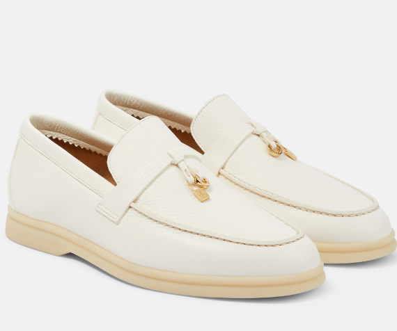 Bagsaaa Lora Pina Charm Summer Walk White Leather Loafer 