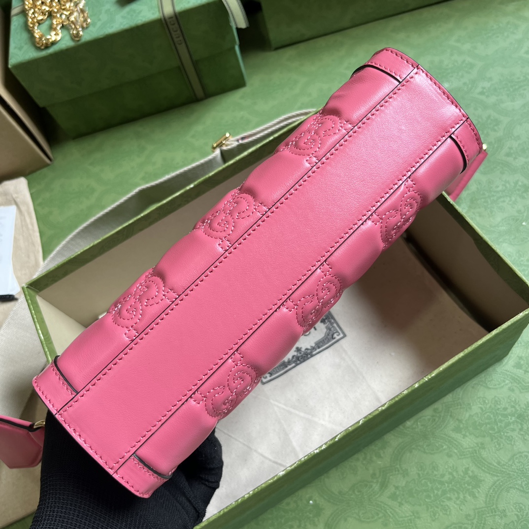 Bagsaaa Gvc*1 GG Matelasse Shoulder Bag In Pink Leather - 26*17.5*8cm