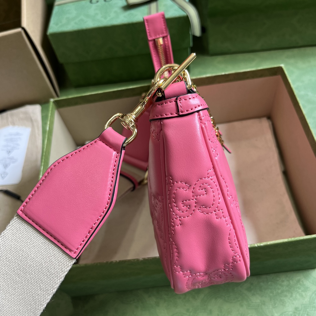 Bagsaaa Gvc*1 GG MATELASSÉ HANDBAG IN PINK LEATHER - 25X15X8CM