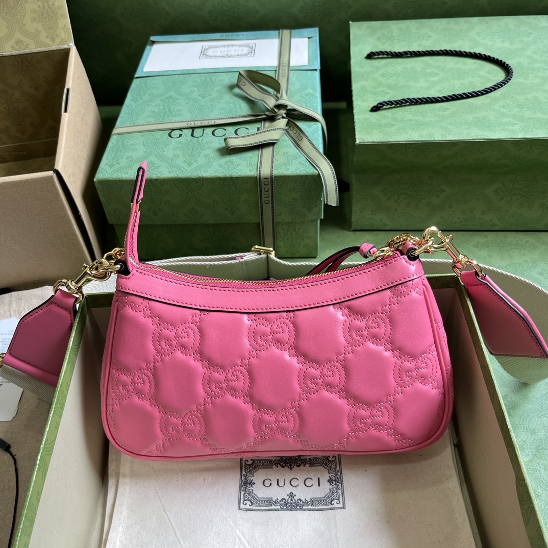 Bagsaaa Gvc*1 GG MATELASSÉ HANDBAG IN PINK LEATHER - 25X15X8CM