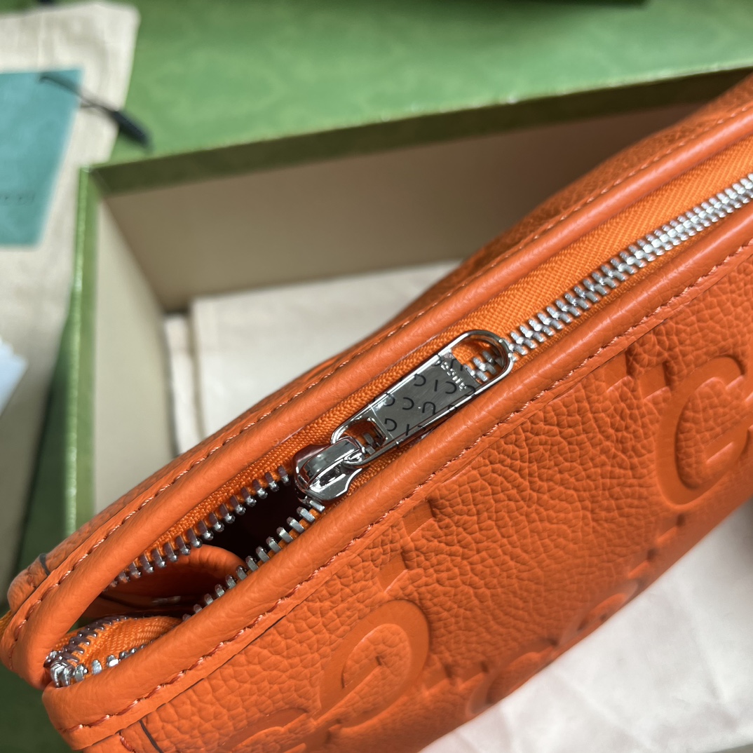 Bagsaaa Gvc*1 Jumbo GG Pouch Orange Leather - 28.5x18x9cn