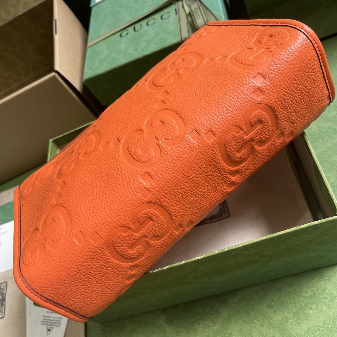 Bagsaaa Gvc*1 Jumbo GG Pouch Orange Leather - 28.5x18x9cn