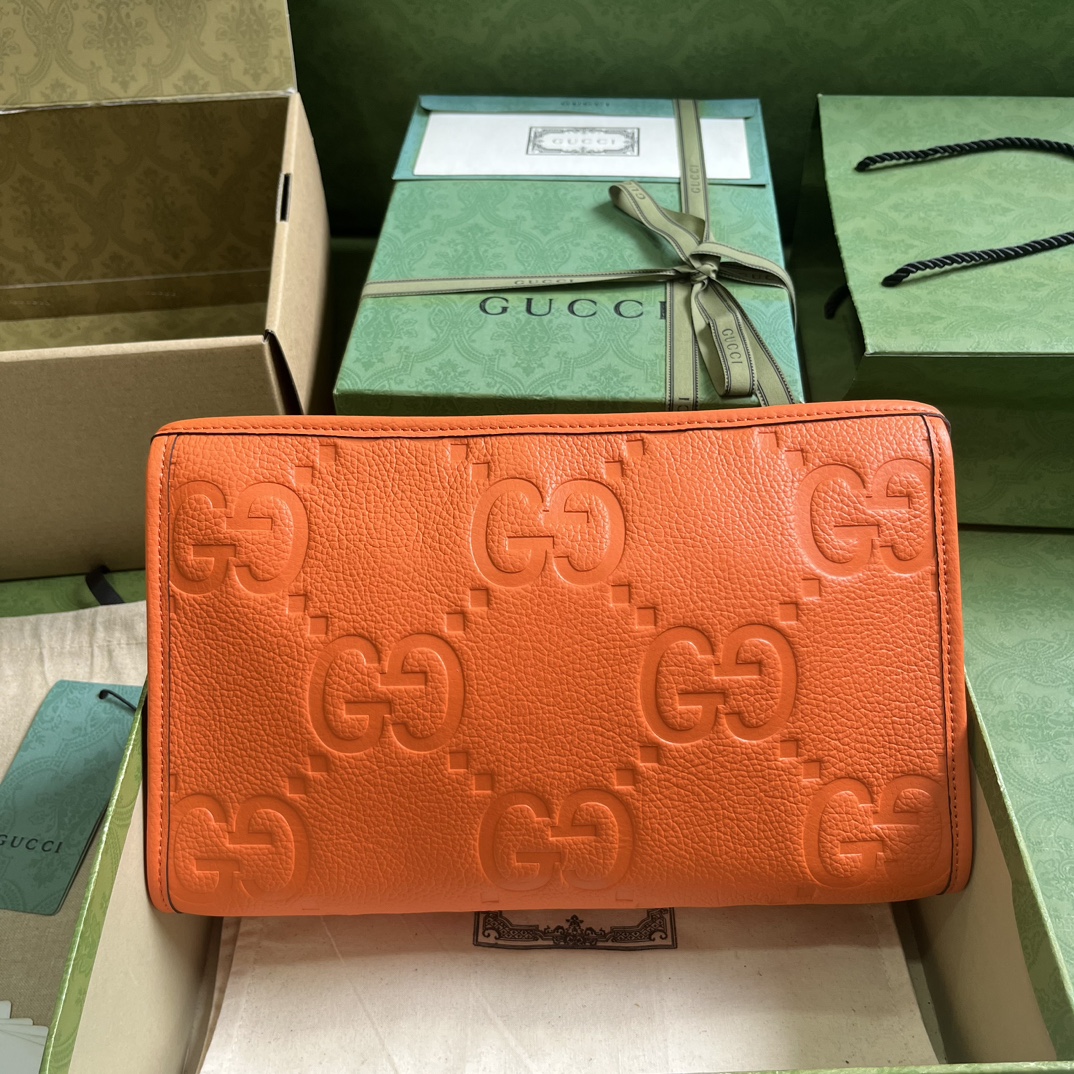 Bagsaaa Gvc*1 Jumbo GG Pouch Orange Leather - 28.5x18x9cn