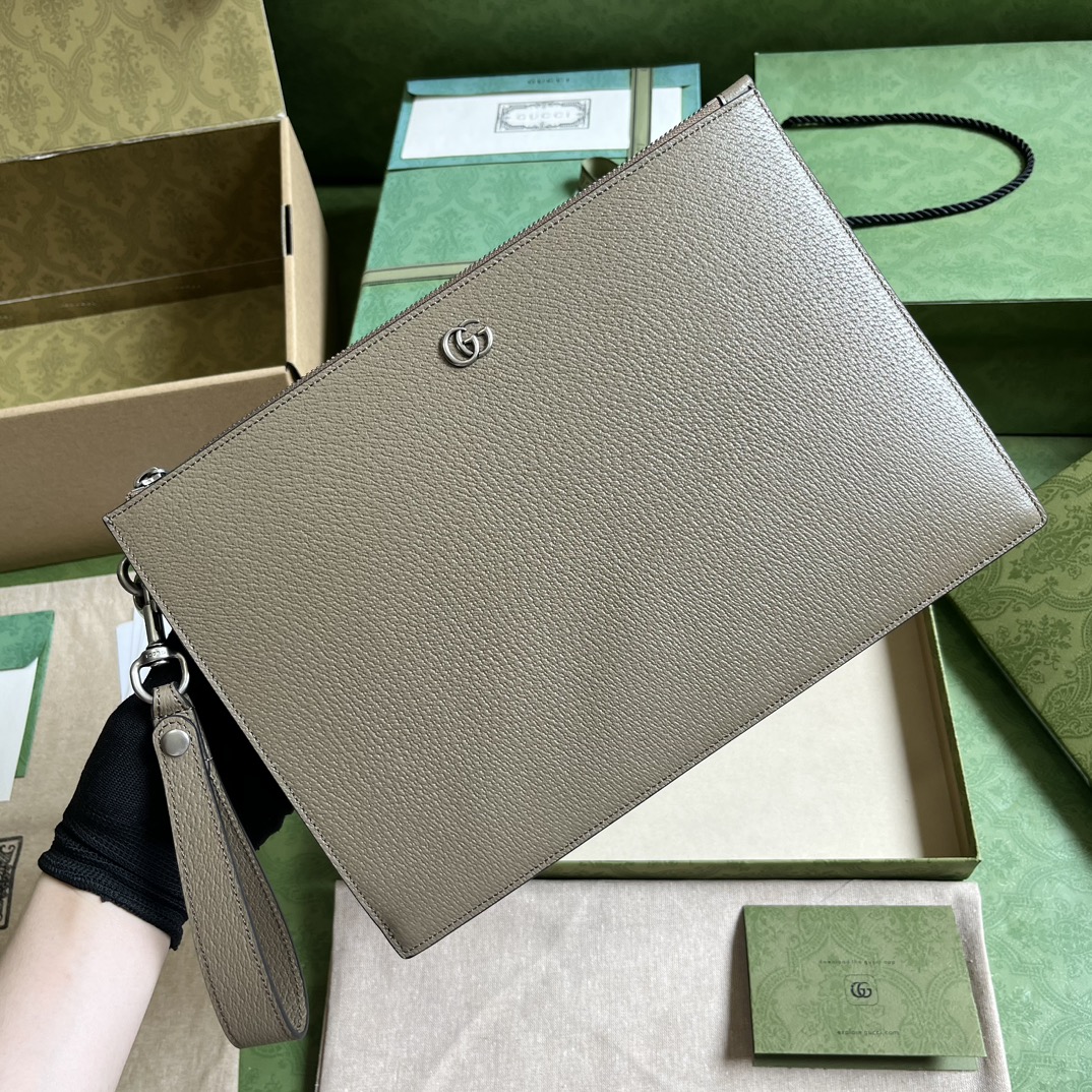 Bagsaaa Gvc*1 GG Marmont Pouch Taupe Leather - 30.5x 21x 1.5cm