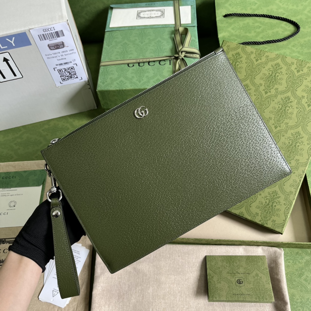 Bagsaaa Gvc*1 GG Marmont Pouch Green Leather - 30.5x 21x 1.5cm