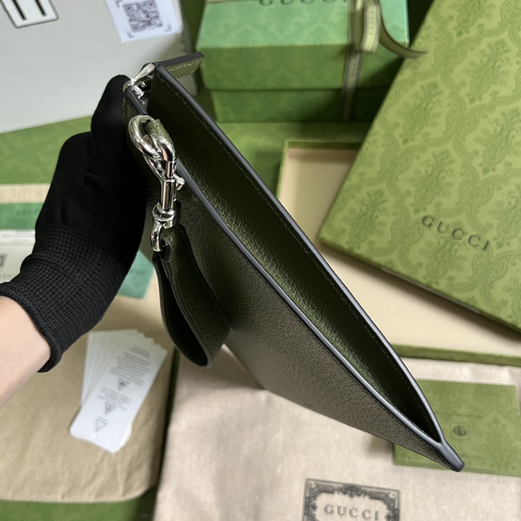 Bagsaaa Gvc*1 GG Marmont Pouch Green Leather - 30.5x 21x 1.5cm
