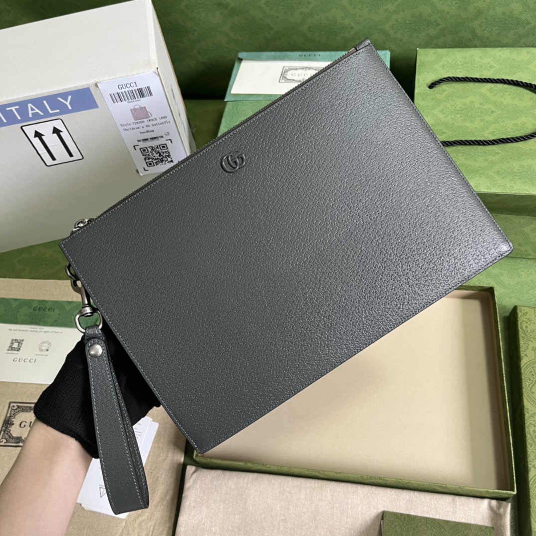 Bagsaaa Gvc*1 GG Marmont Pouch Grey Leather - 30.5x 21x 1.5cm