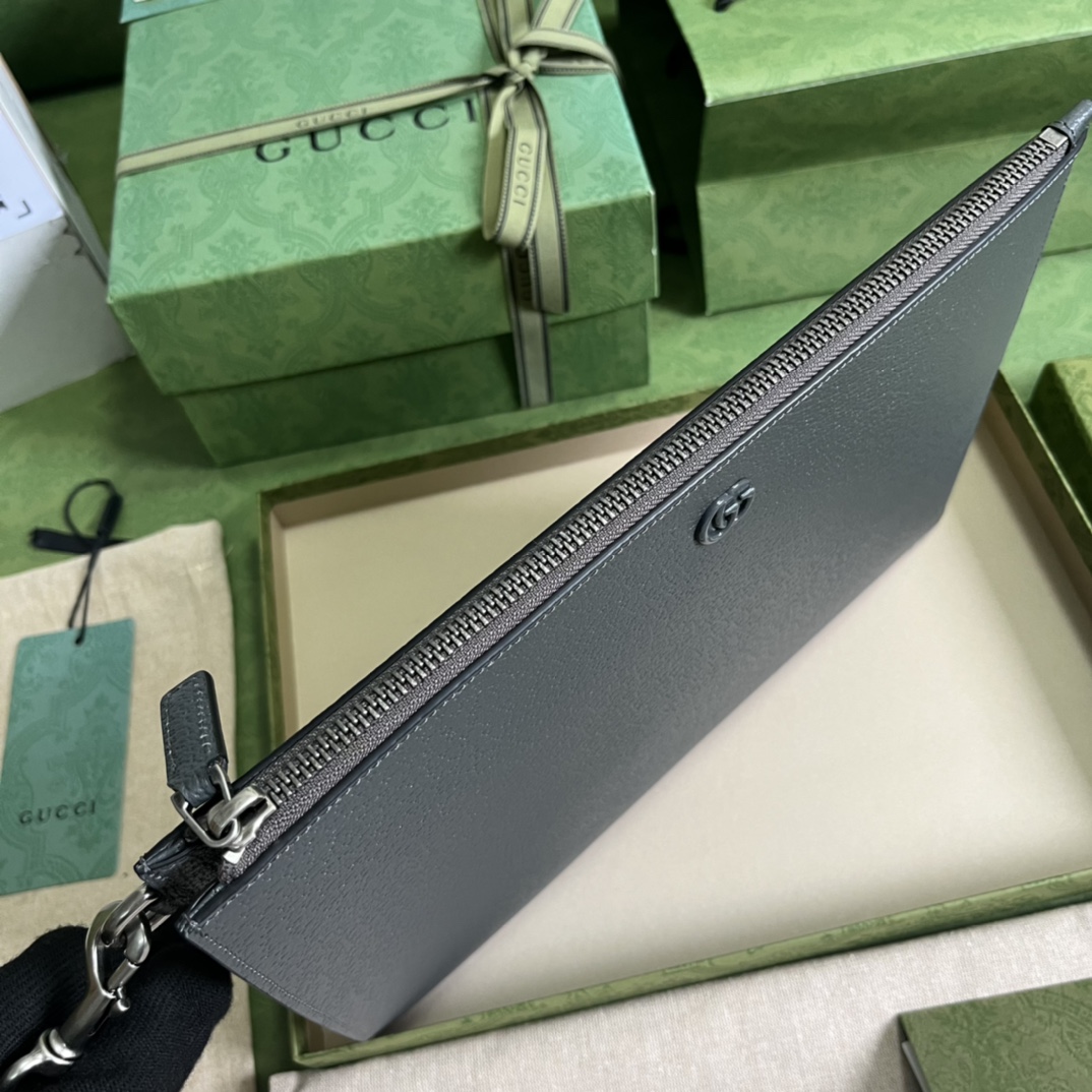 Bagsaaa Gvc*1 GG Marmont Pouch Grey Leather - 30.5x 21x 1.5cm