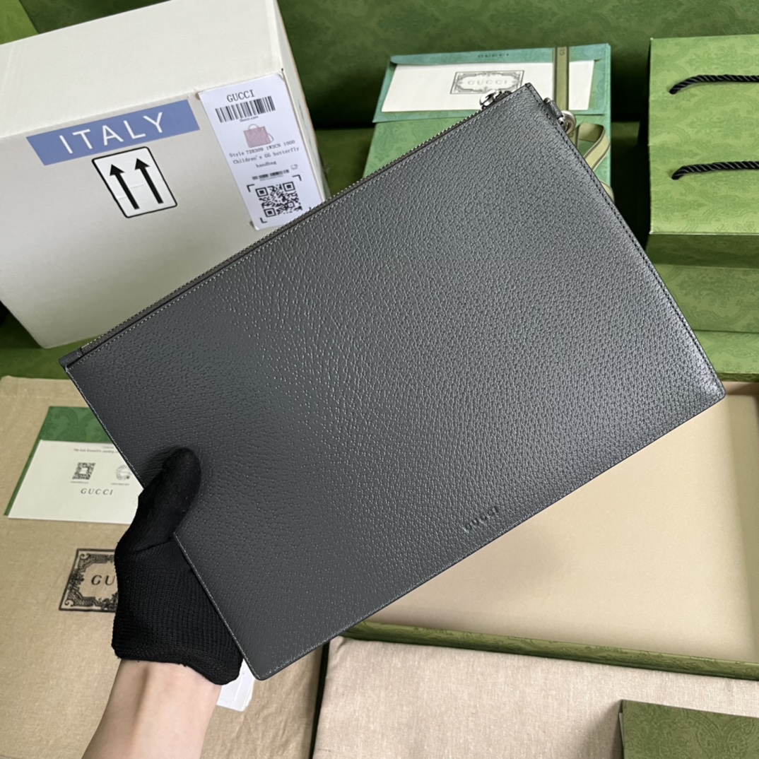 Bagsaaa Gvc*1 GG Marmont Pouch Grey Leather - 30.5x 21x 1.5cm
