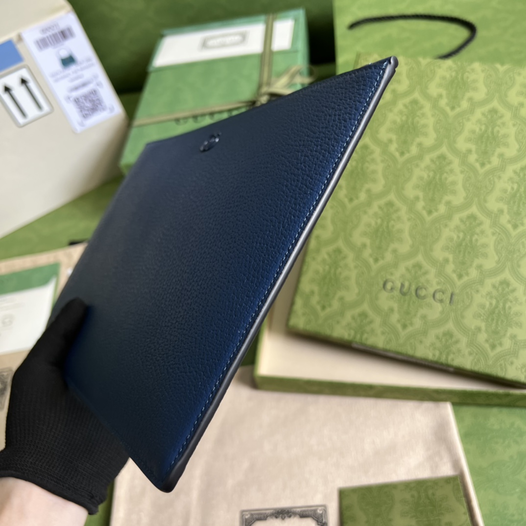 Bagsaaa Gvc*1 GG Marmont Pouch Blue Leather - 30.5x 21x 1.5cm