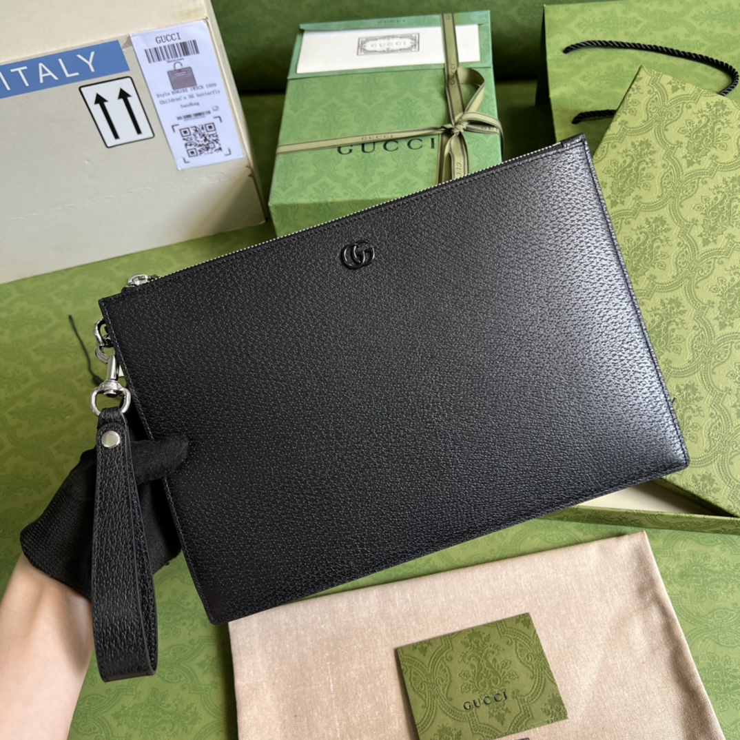 Bagsaaa Gvc*1 GG Marmont Pouch Black Leather - 30.5x 21x 1.5cm