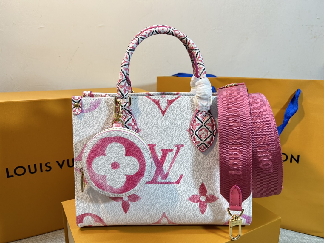 Bagsaaa L0vis Vvtt0n Onthego PM Pink Monogram Canvas - 25 x 19 x 11.5 cm