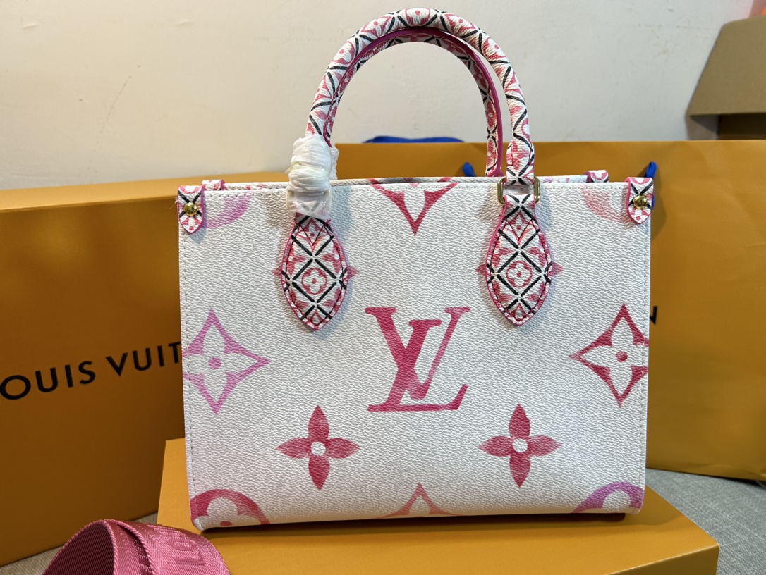 Bagsaaa L0vis Vvtt0n Onthego PM Pink Monogram Canvas - 25 x 19 x 11.5 cm