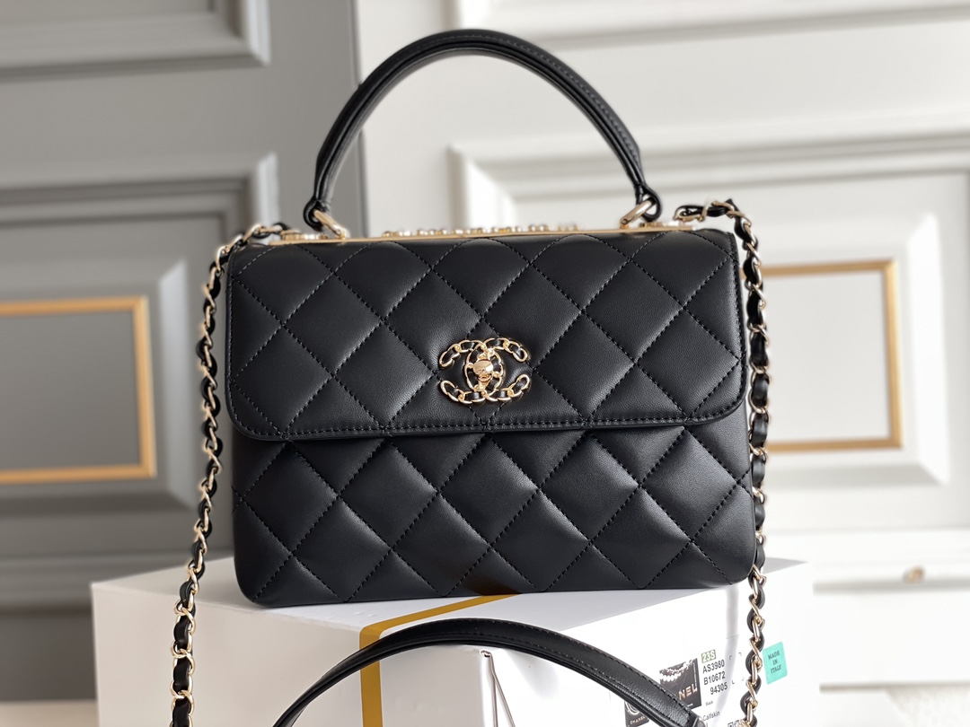 Bagsaaa Ch**el Trendy CC Black Bag - 25cm