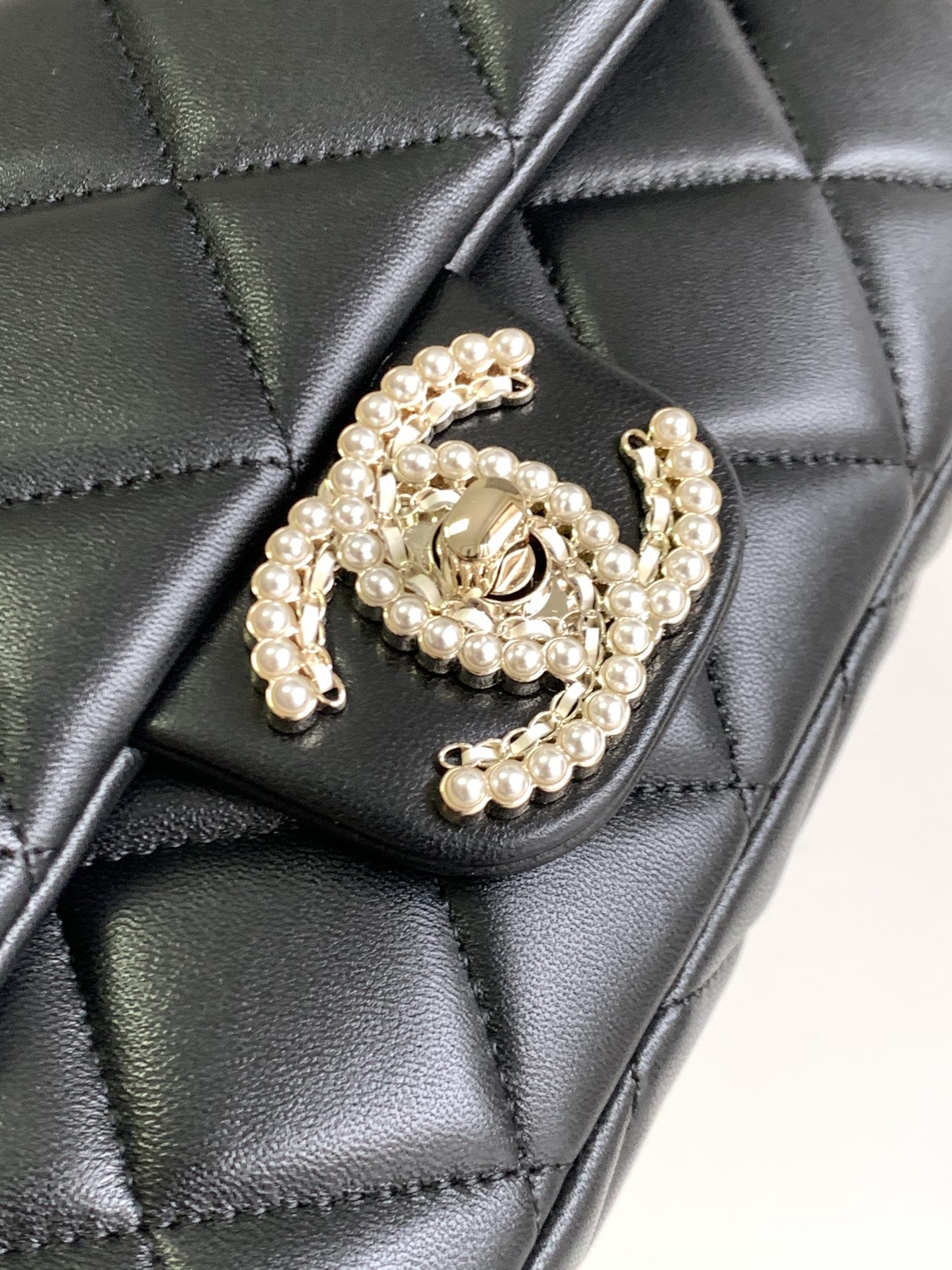 Bagsaaa Ch**el Flap Bag Black Quilted D1am0nd CC - 19 cm x 12 cm x 3 cm