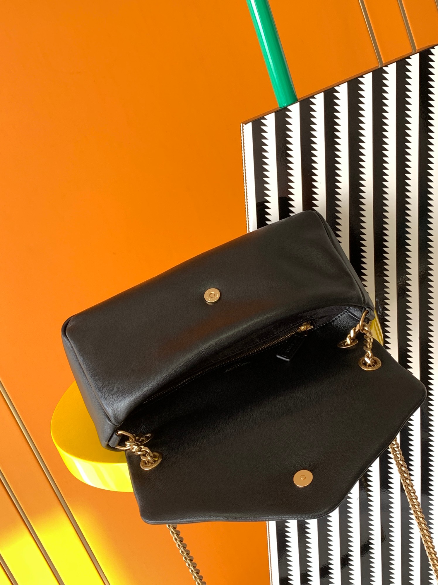 Bagsaaa Y51 Calypso leather shoulder black bag - 26×14×7cm
