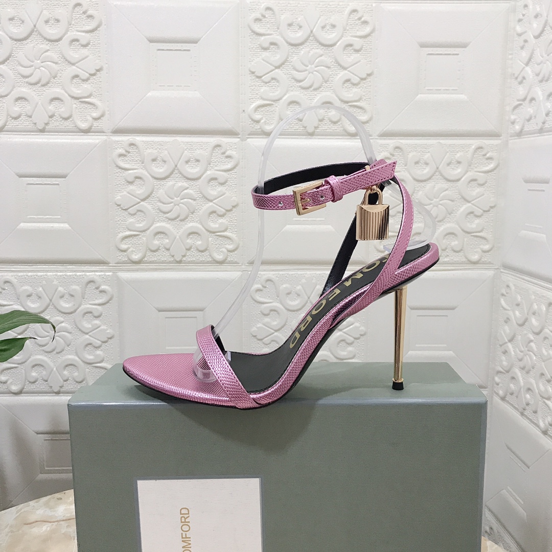 Bagsaaa Tom Ford Padlock metallic lizard-effect leather pink 105mm