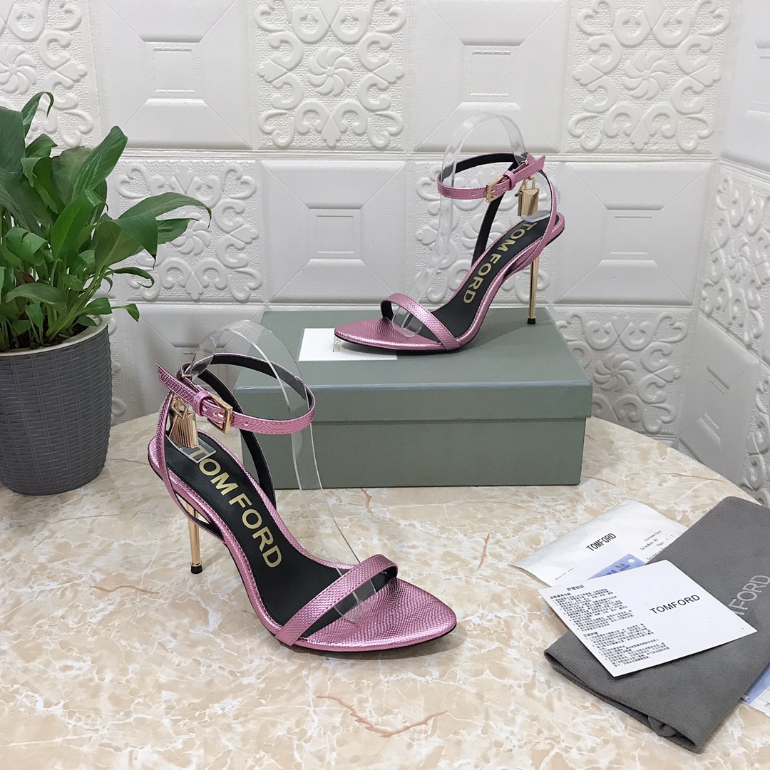 Bagsaaa Tom Ford Padlock metallic lizard-effect leather pink 105mm