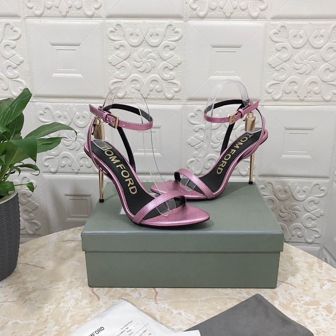 Bagsaaa Tom Ford Padlock metallic lizard-effect leather pink 105mm