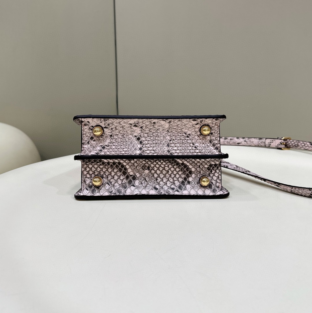 Bagsaaa Peekaboo ISeeU Petite Natural python leather pink bag - 21*11*16cm