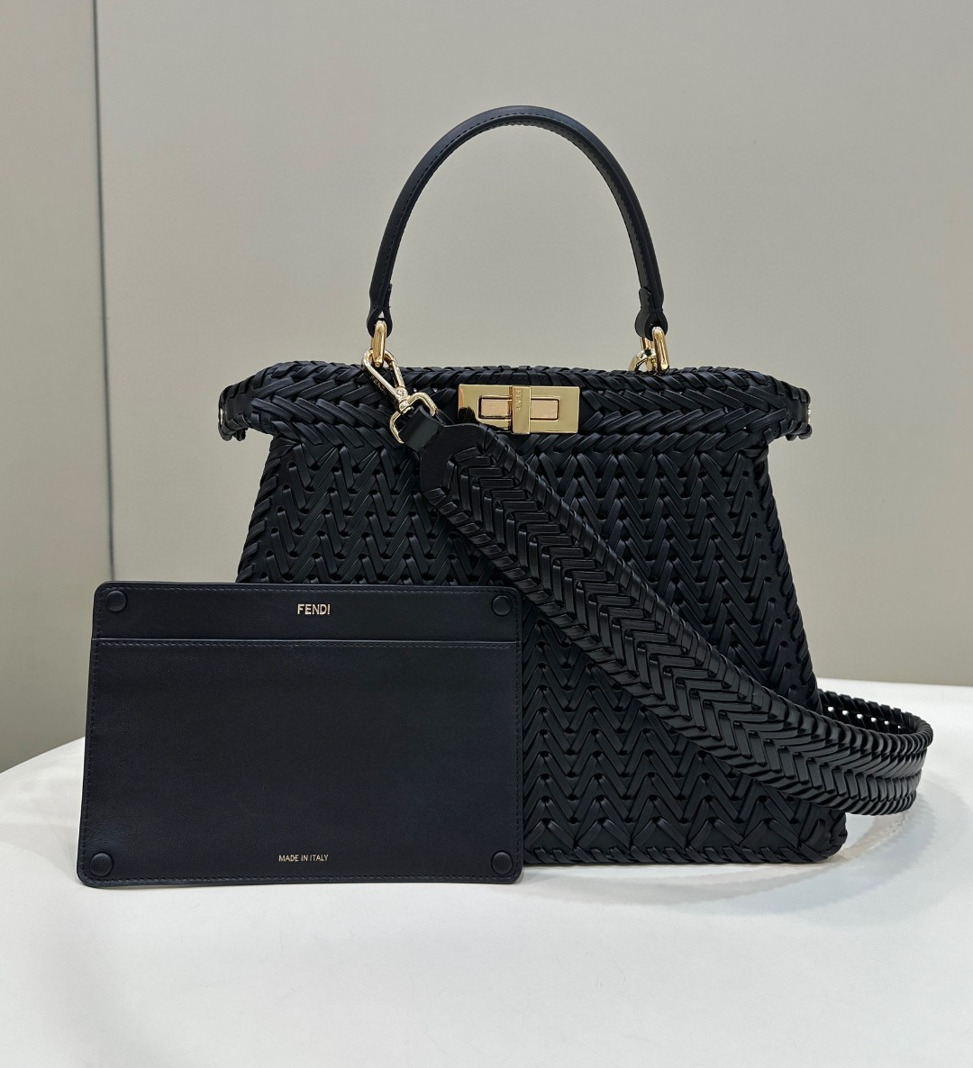 Bagsaaa F**di Peekaboo ISeeU Petite Black - 33*12*25cm