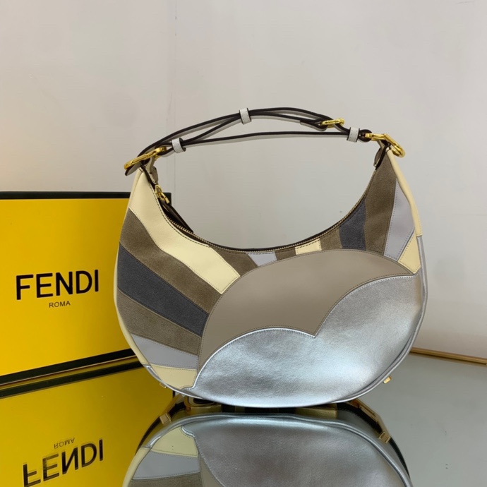 Bagsaaa F**di Medium Graphy Graffiti In Silver - 10×29×24.5cm