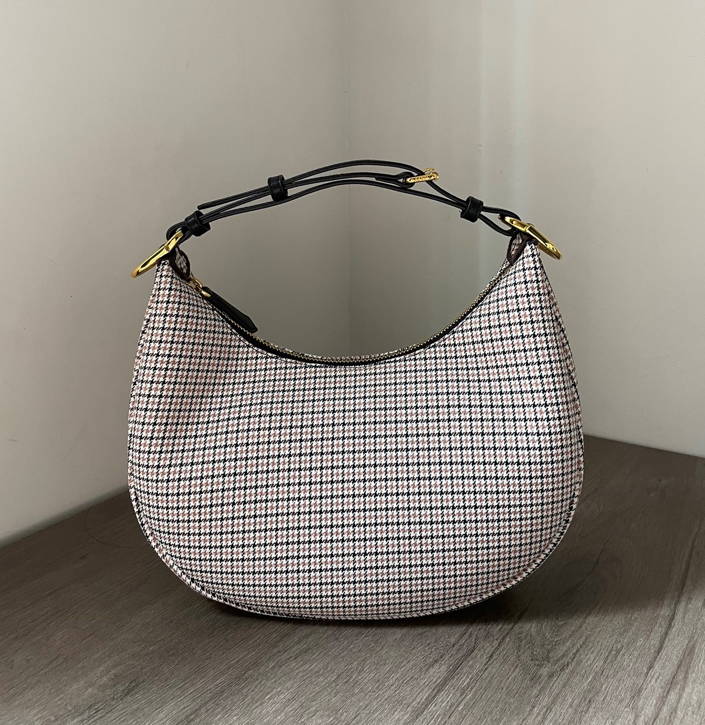 Bagsaaa F**digraphy Small Brown houndstooth wool bag - 29x24.5x10cm