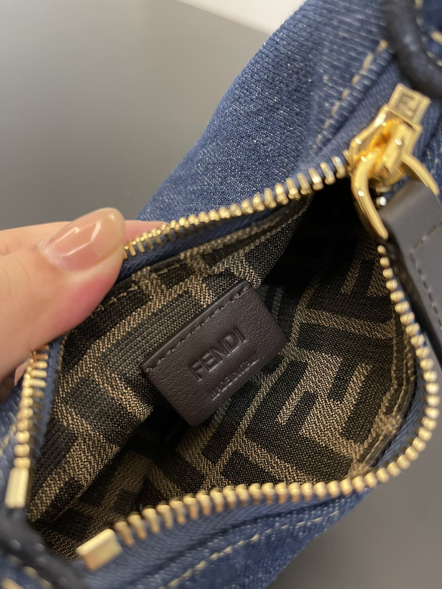 Bagsaaa F**di Nano F**digraphy Blue denim charm - 16.5x14x5cm