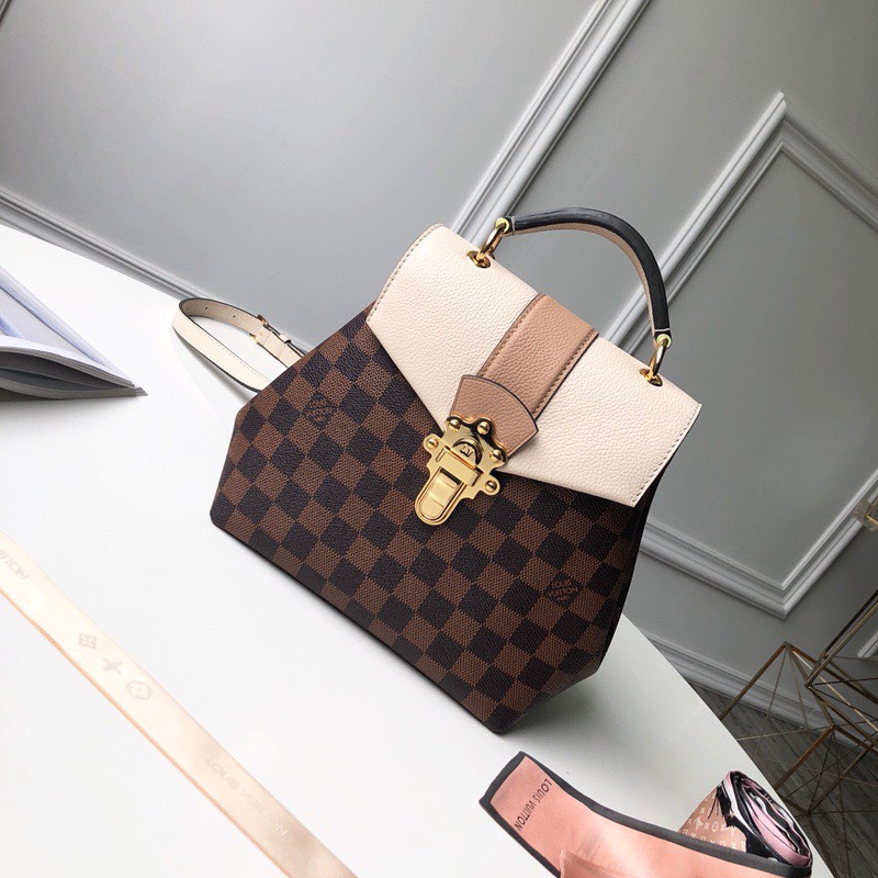 Bagsaaa L0vis Vvtt0n Clapton Damier Ebene Canvas Backpack Creme - 21x21x11cm