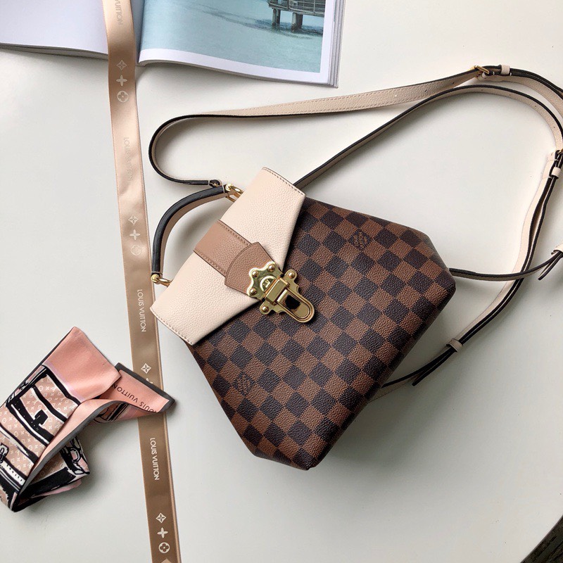 Bagsaaa L0vis Vvtt0n Clapton Damier Ebene Canvas Backpack Creme - 21x21x11cm