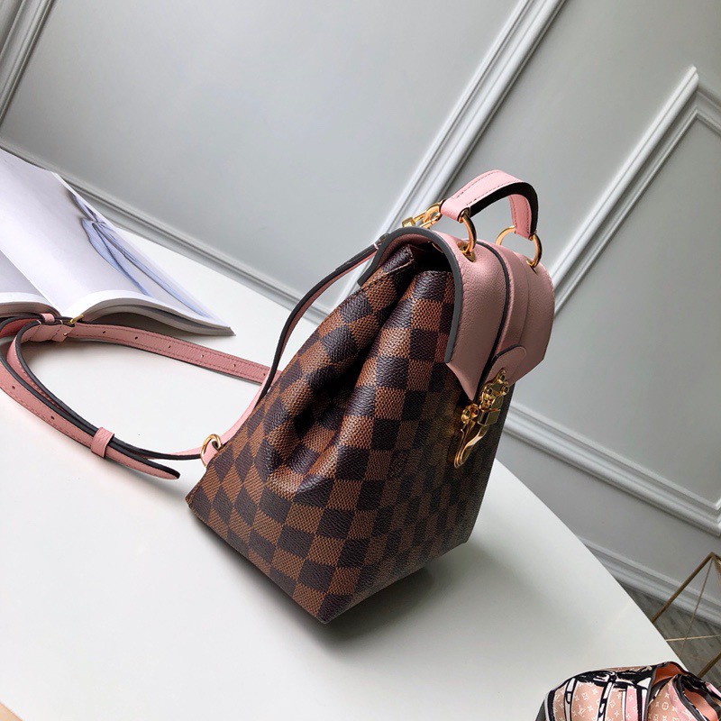 Bagsaaa L0vis Vvtt0n Clapton Damier Ebene Canvas Backpack Pink - 21x21x11cm